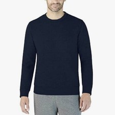 NWT EDDIE BAUER Men's Navy Fleece Lined Crew Neck Sweatshirt Pullover, XL