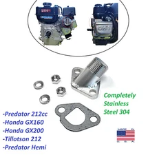 EXHAUST ADAPTER FOR: PREDATOR 212cc HARBOR FREIGHT NPT 3/4 MALE THREADED 