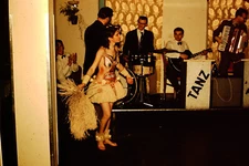 1950s Beautiful Woman Performing In Costume Red Border Kodachrome Slide Ref X-A