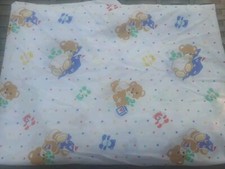 VTG Baby DREAM Crib Sheet 80's Baby Teddy Bear Primary Colors Dots Hearts