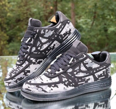 Nike Lunar Force 1 Digi Camo Black Men's Size 14 Reflective Custom