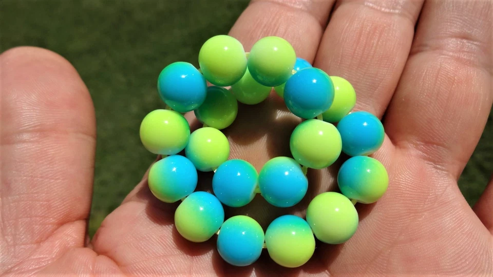 Yellow Turquoise Gemstone bead bracelet Men Women Stretch 10mm 7.5" Multicolor - Изображение 4 из 4