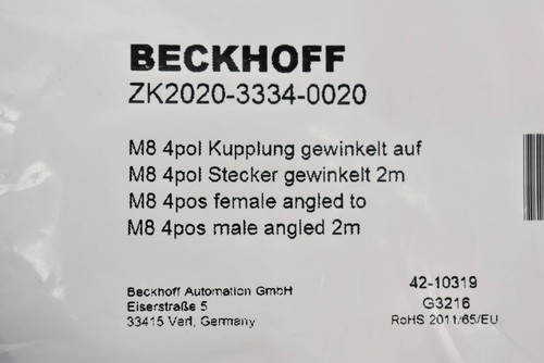 Beckhoff Powerleitung M8 4pol Kupplung 2 m ZK2020-3334-0020 - Picture 3 of 3