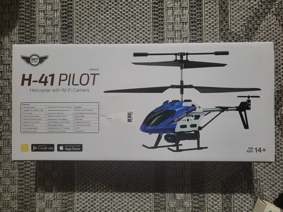 H-41 Pilot Sky Rider Helicopter Drone with Wi-Fi Camera, (DRW241BU) BLUE, New! - Image 2 of 2