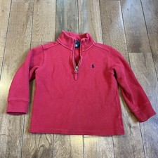 Boys Polo Ralph Lauren 1/2 Zip Sweater Pullover Red 100 Cotton sz 4/ 4T