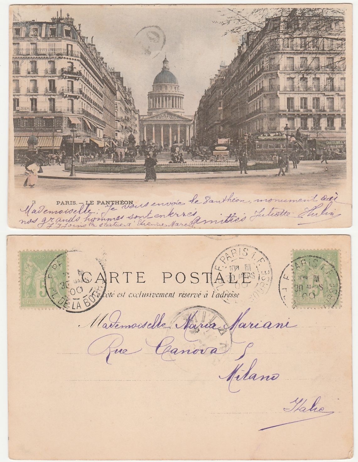 PARIGI - PARIS - FRANCIA - FRANCE - LE PANTHEON - VIAGG. 1900 -19929-