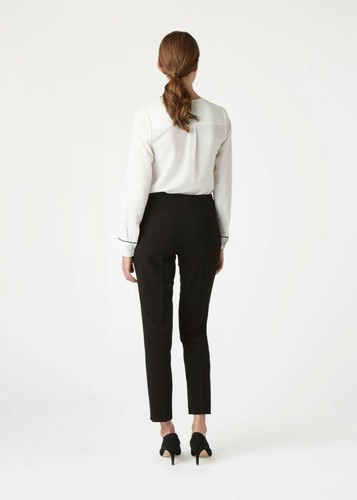 HOBBS Ladies Black Zip Fly Tapered Leg Pleated Anne Trousers Size UK 6 RRP £99 - Picture 6 of 9