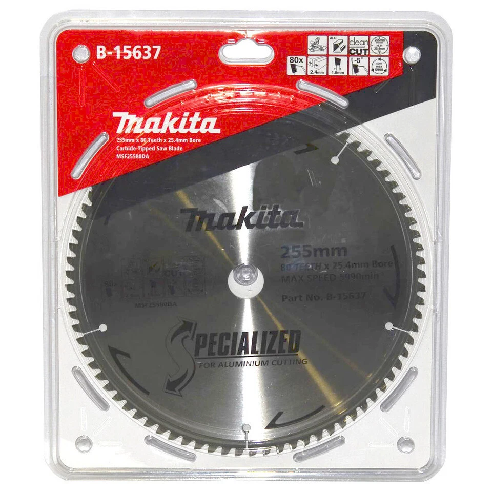 Makita 255mm 80 Tooth TCT Aluminium Mitre Saw Blade 25.4mm Bore