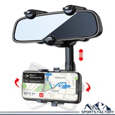 Car Rear View Mirror Phone Holder Mount Stand 360 Rotatable For iPhone Samsung