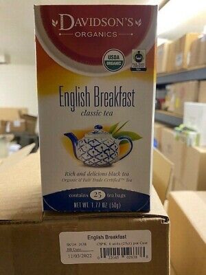 Davidsons Tea Decaf English Breakfast Davidson's Tea 25-Count Tea Bags Pack of 6 