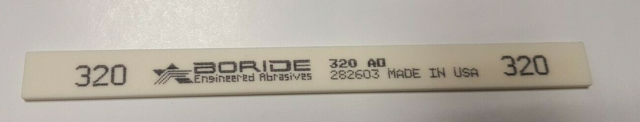 Pierre à polir spéciale bordie 033617 AO grain 320 de dimensions 1/8x1/2x6 pouces