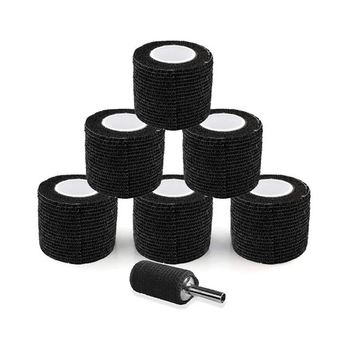 BLACK TATTOO SELF-ADHESIVE GRIP TAPE ELASTIC BANDAGE WRAP COVER 5CM X 4.5M - Picture 12 of 12
