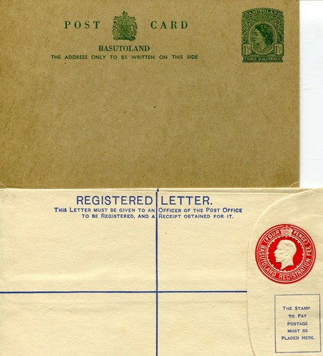 BASUTOLAND 1933-53 POSTAL CARDS HG1, 4/5, RGISTERED ENVELOPE HG1 - Picture 3 of 4