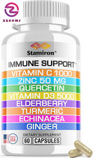 8 in 1 Immune Support with Quercetin Zinc 50Mg Vitamin C 1000Mg Vitamin D3 5000