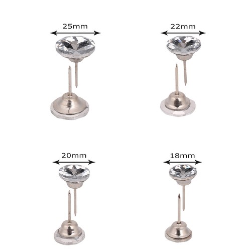 Crystal Glass Diamante Buttons Nail Back 18-30mm Upholstery Headboard Sofa Chair - Picture 2 of 14