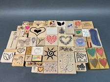 LOT 52 Wood Mounted Rubber Stamps Scrapbooking Card Art, Hearts Butterfly Etc.