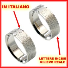 Anello Fascia Preghiera Croce Nostro Padre Acciaio Religione Uomo Donna ITALIANO