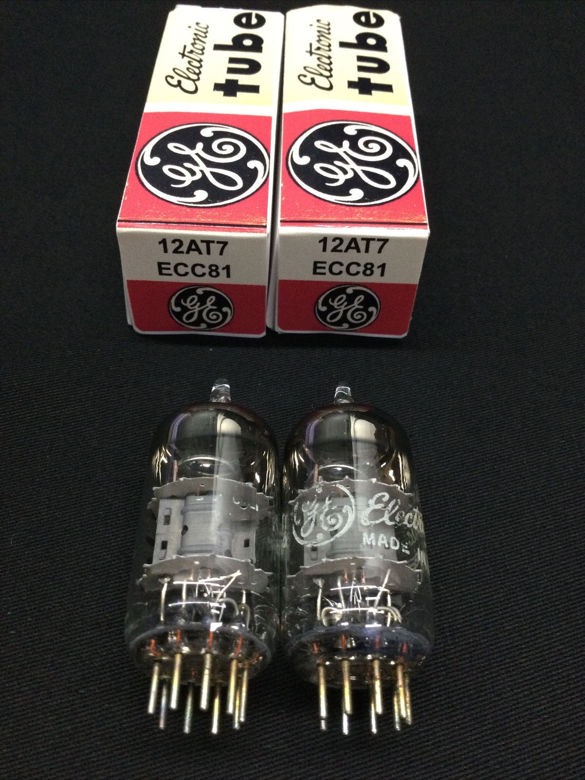 MATCHED PAIR GE 12AT7 ECC81 Vintage Audio Preamp VACUUM TUBES Tested 9.8796