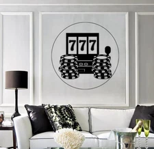 Wall Vinyl Decal Las Vegas Casino Design 777 Roulette Gambling Poker (n1660)