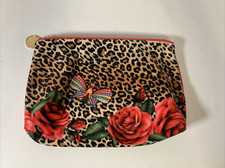 Estee Lauder Leopard Print  Butterfly Roses Toiletry/Cosmetic Soft Makeup Bag