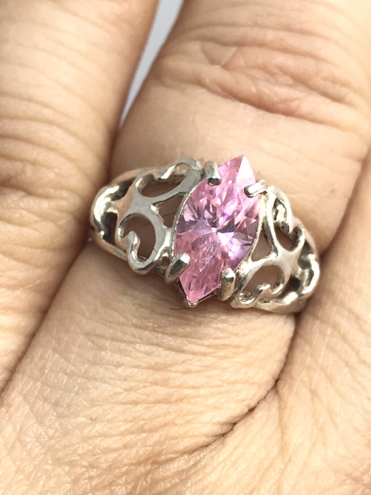 Simulated Birthstone Scroll Ring In Sterling Silv… - image 1