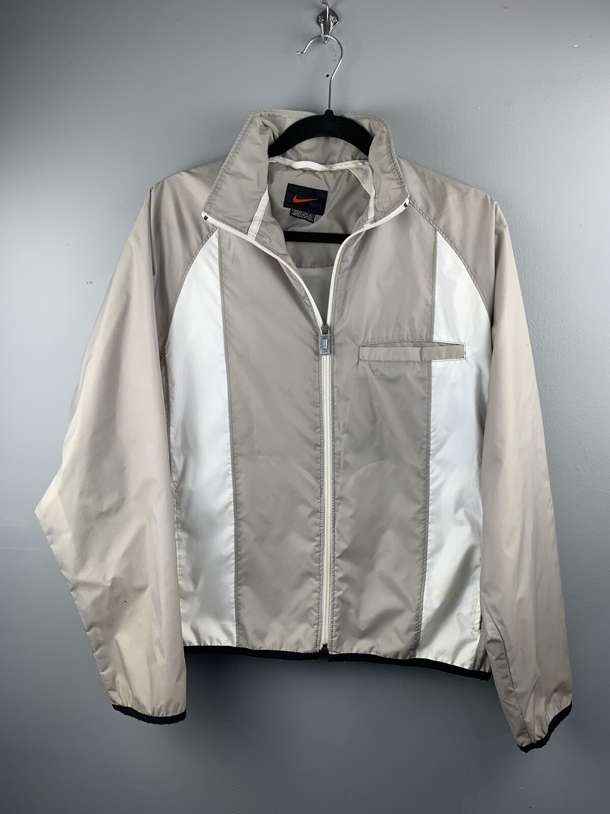 White Windbreaker Jacket Full Zip Size 