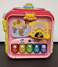 VTech Sort and Discover Activity Cube Pink Developmental Baby Toys with Blocks