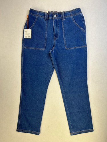Knox rose straight leg jeans size large women blue dark wash high rise denim