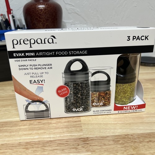Prepara Evak Mini Airtight Glass Food Storage 6oz 0.75 Cups 3 Pk