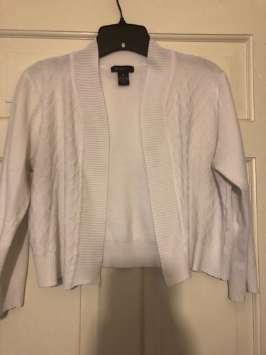 Women Thesis Cropped White Cardigan 3/4 