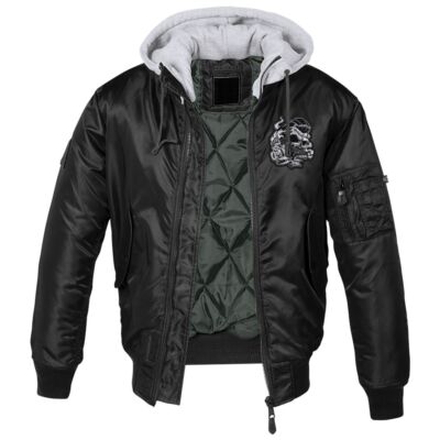 MA1 Bomberjacke mit Kapuze gefüttert Winter Version Rockn Roll Smoke Drink Biker