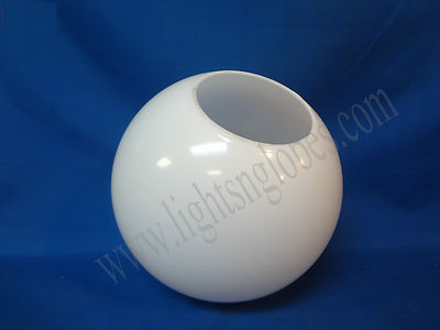 8'' White Round Acrylic Sphere Globe Plastic 3 1/2'' 3.5'' Opening Hole for Fixture