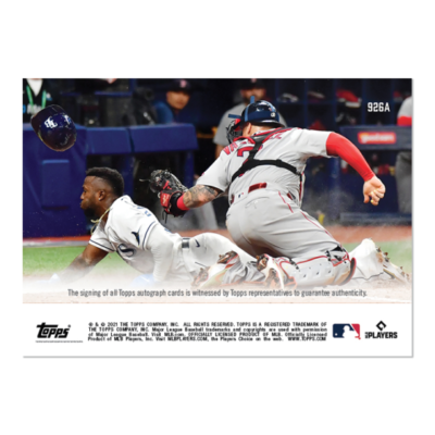 2021 AL新人賞のランディーアロサレーナRC AUです。 2021 MLB Topps Now Randy Arozarena On-Card Blue Auto /49