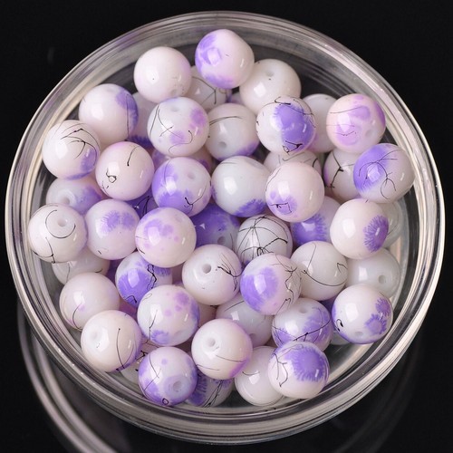 20pcs Round 10mm 12mm Spots Coated Loose Opaque Glass Beads For Jewelry Making - Picture 8 of 19
