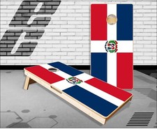 Dominican Republic Flag Flat Cornhole Boards Bean Bag Toss Game
