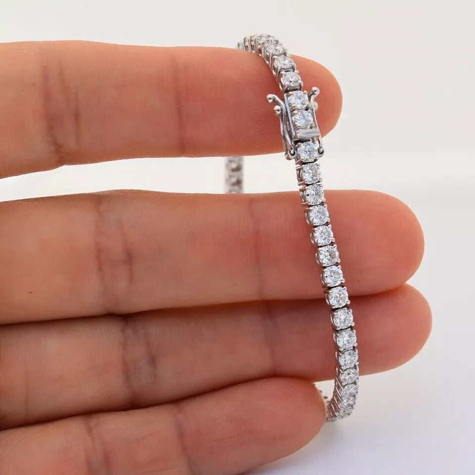 8CT Round Lab Created Diamond 14K White Gold Plated Tennis Gift Bracelet 7.5"