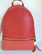 Michael Kors Rhea Zip Small Micro Studs Red P...