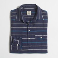 J. Crew Factory - S - - Blue Striped L/s Brushed Cotton Pull-over Shirt J. Crew Factory - S - - Blue Striped L/s Brushed Cotton Pull-over Shirt