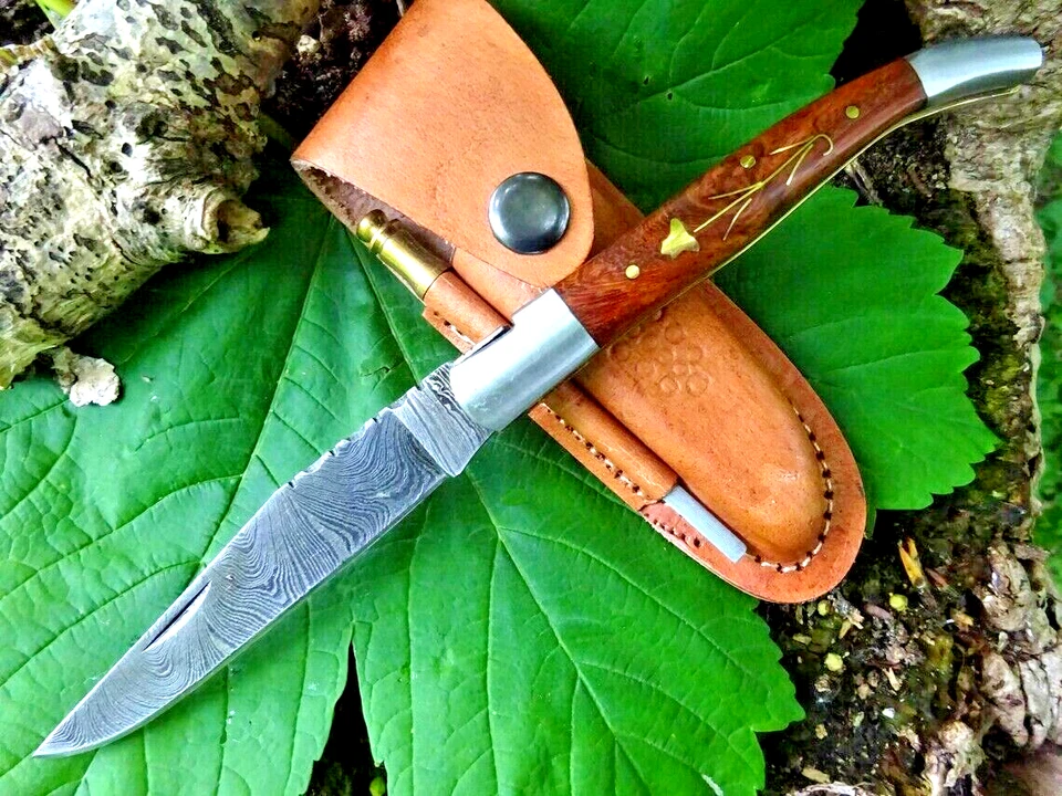 MARKENLOS Taschenmesser Laguiole Damastmesser Damaszener Klappmesser scharf handmade (LG01