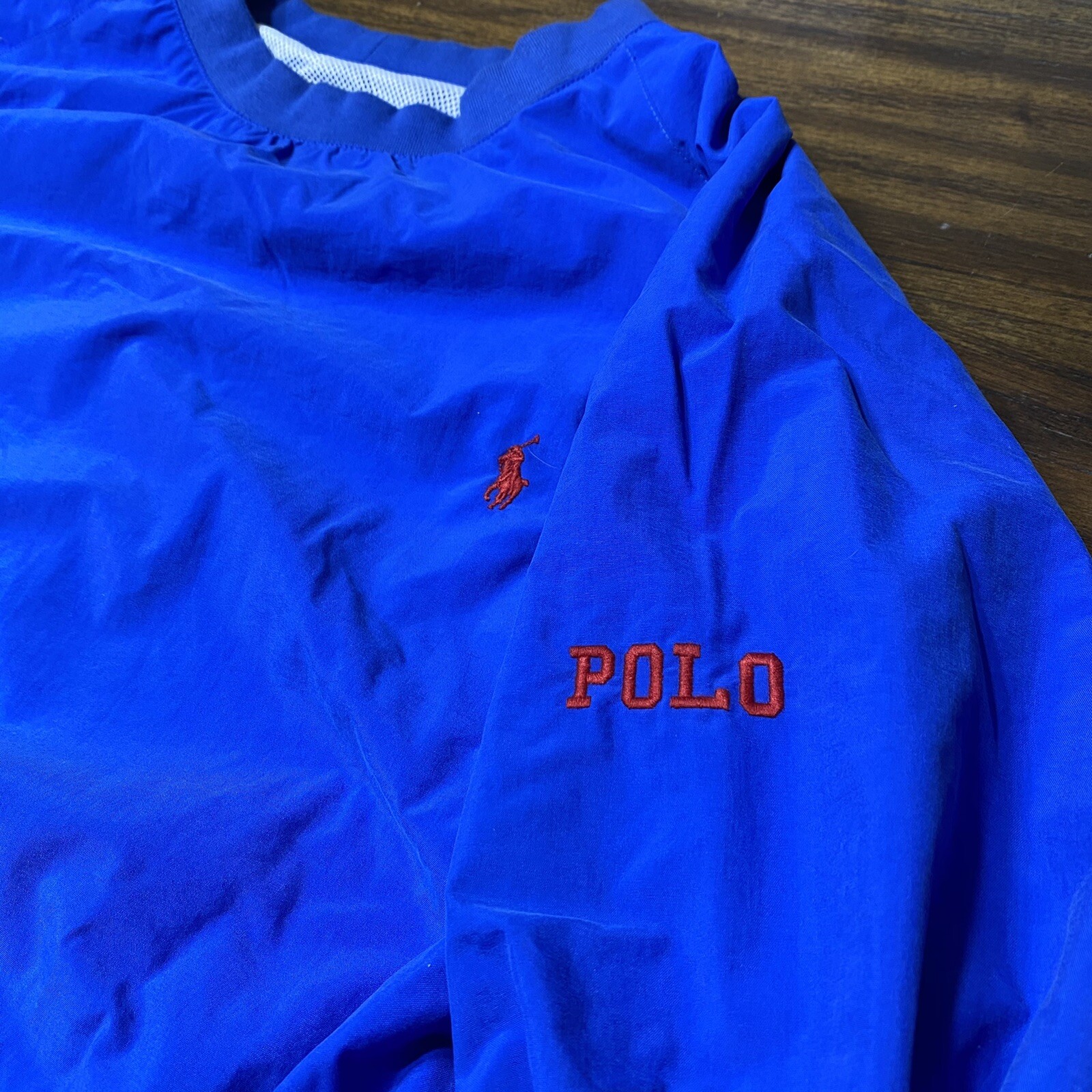 Vintage Polo Ralph Lauren golf pullover windbreaker jacket large blue spell out thumbnail 5