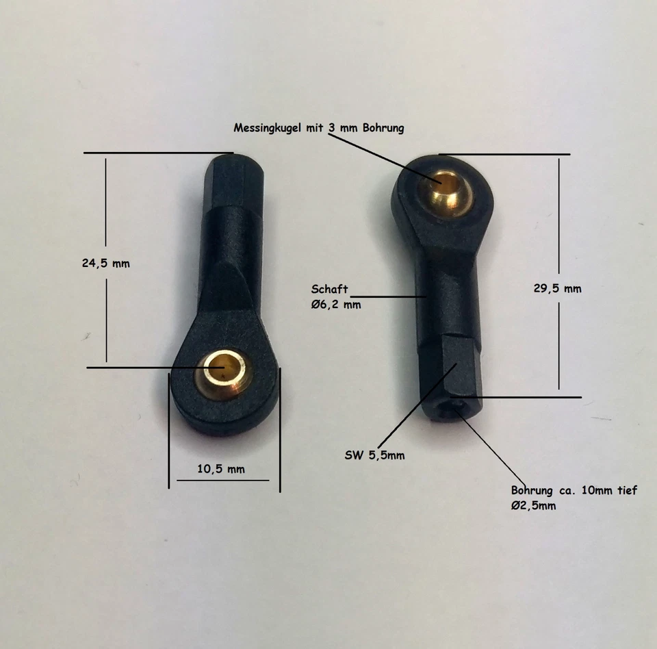 2 Kugelgelenk 3mm Kugelkopf Spurstange Lenkkopf Modellbau Kugel ausdrückbar - Bild 3 von 3