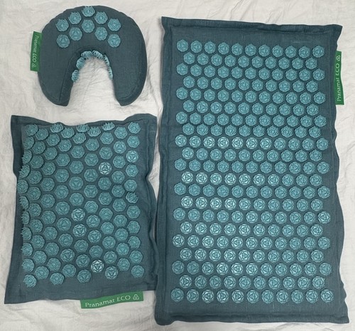 Pranamat ECO Acupressure Massage Mat Set Spike Mat + Pillow + Neck pillow Azure