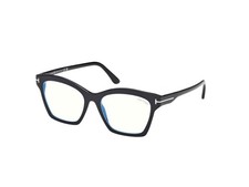 Tom Ford Eyeglasses FT5965-B 001 53mm Black / Blue Filter Lens