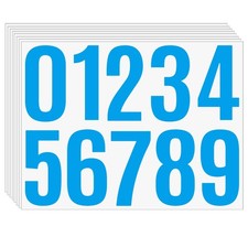 8 Sheets 4 Inch Blue Number Stickers 0-9   Waterproof Vinyl Self Adhesive