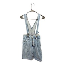 Vintage Small 26 Waist Denim Shortalls Acid Wash 80s 90s Overalls Romper Bows