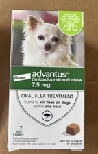 Advantus Dog Chewable Flea Tablets for Dogs, 7.5mg,  4 - 22 lbs, 7 Ct, exp 07/27