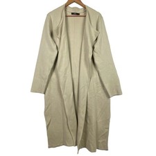 Lillusory Womens Long Sleeve Knit Duster Cardigan Coatigan Sz L Beige Oversized