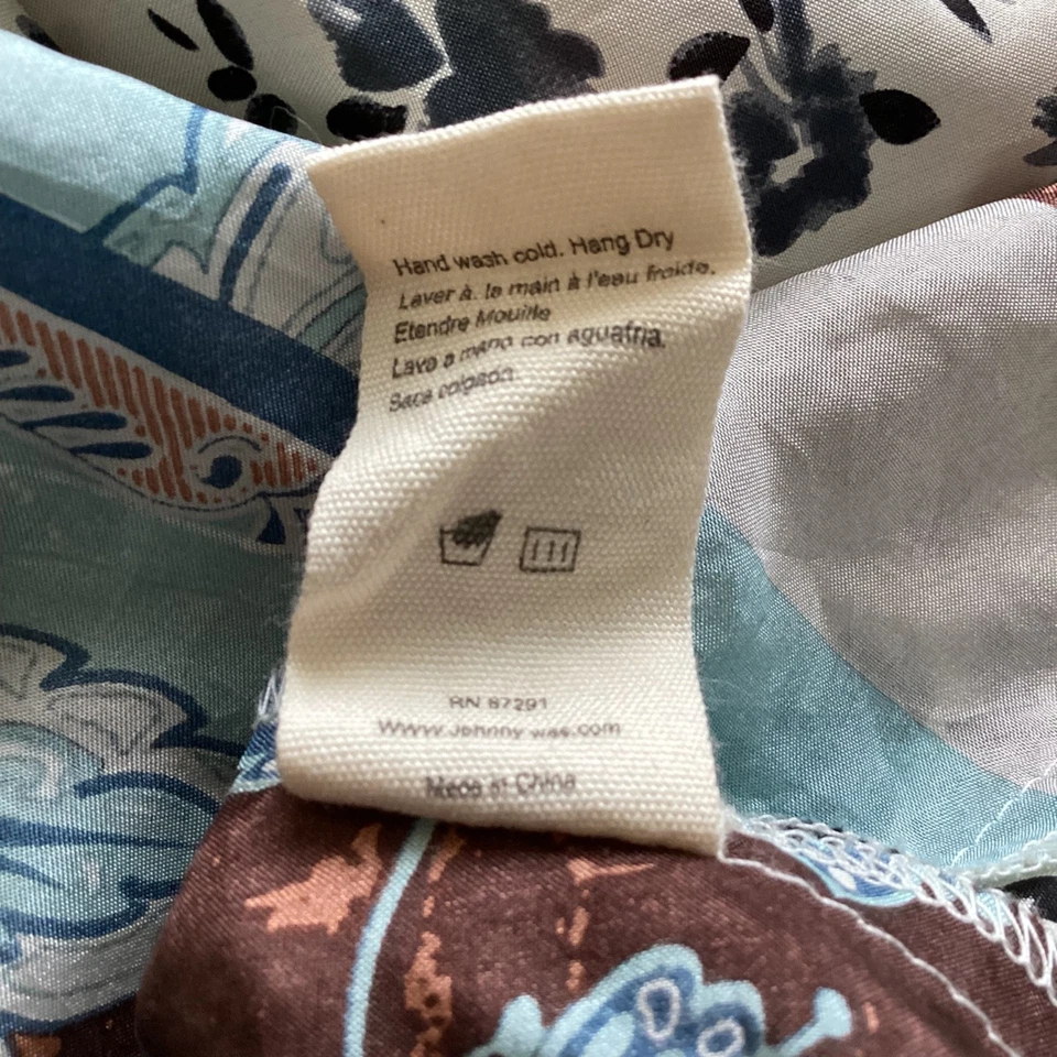 Maxi Vestido Johnny Was 100% Seda Patchwork Boho Floral Paisley Bolsillos Talla S Foto 4 de 4