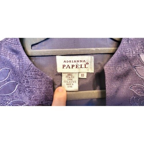 Adrianna Papell size 10 2Pcs Silk dress Floral Jacquard embordered mother bride - Picture 14 of 16