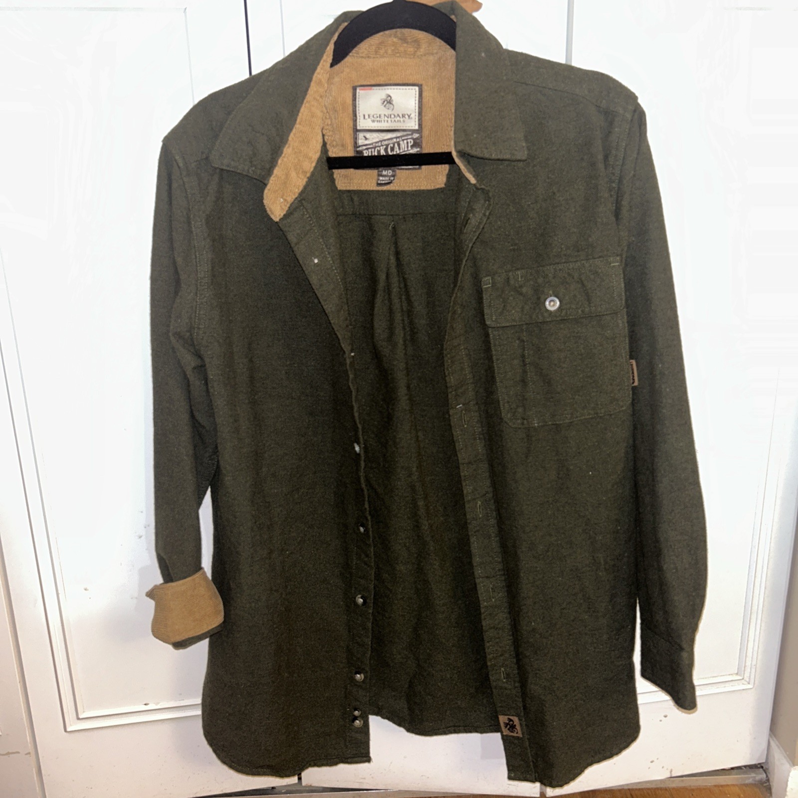 Legendary White Tails The Original Buck Camp Flannel Shirt Olive Green Mens Med